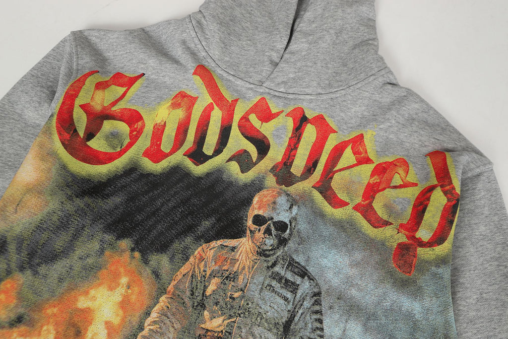 Godspeed Gray Racing Graphic Pullover Hoodie ¡ª detail