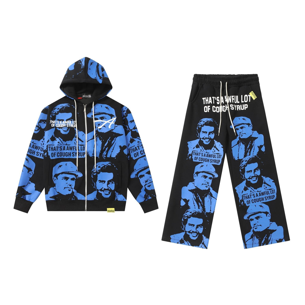THAT'S A AWFUL LOT OF COUGH SYRUP Rising Star Graphic Zip Hoodie & Sweatpants Matching Set ¡ª hero