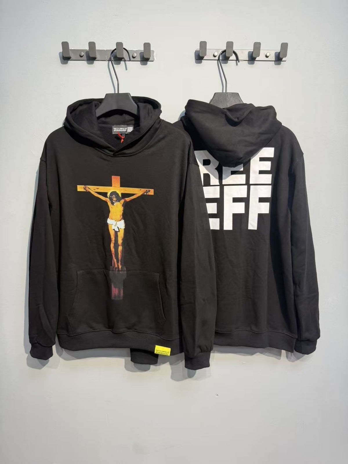 THAT'S A AWFUL LOT OF COUGH SYRUP Crucifixion Graphic Pullover Hoodie ¡ª context