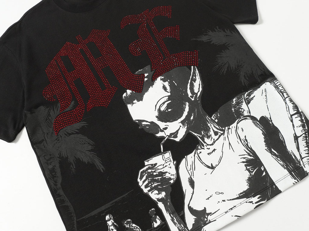 MIXED EMOTION Godspeed Rhinestone Graphic T-Shirt ¡ª detail