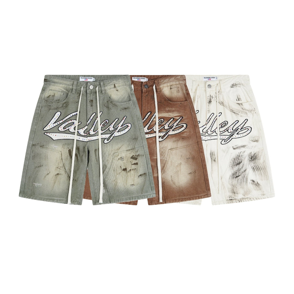 VALLEY Skittles Rhinestone Denim Shorts ¡ª comparison