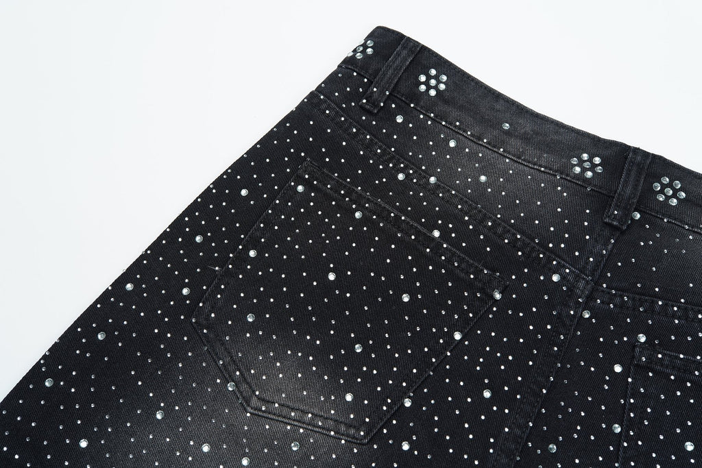 VALLEY Iced Out Rhinestone Denim Jorts ¡ª detail