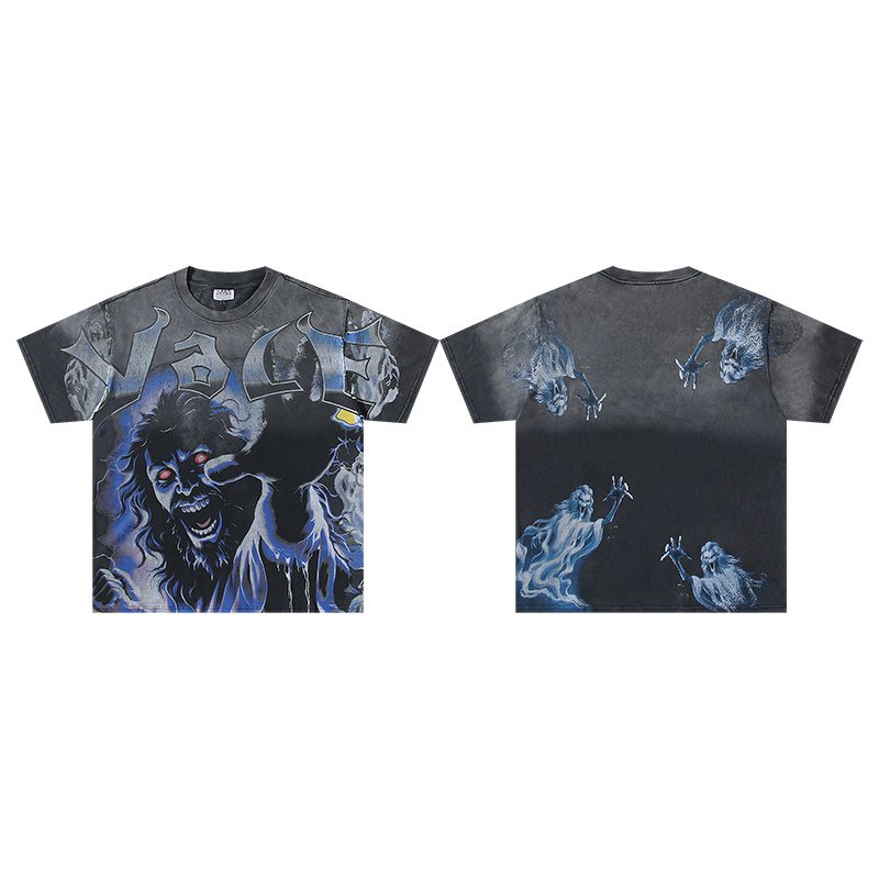 VALE USA Washed Horror Ghost Graphic T-Shirt ¡ª hero
