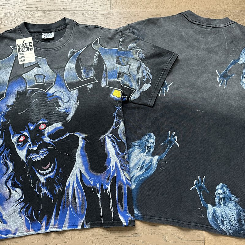 VALE USA Washed Horror Ghost Graphic T-Shirt ¡ª context