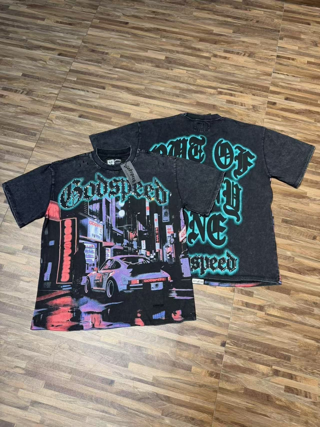 Godspeed City Car Rhinestone Graphic T-Shirt ¡ª context