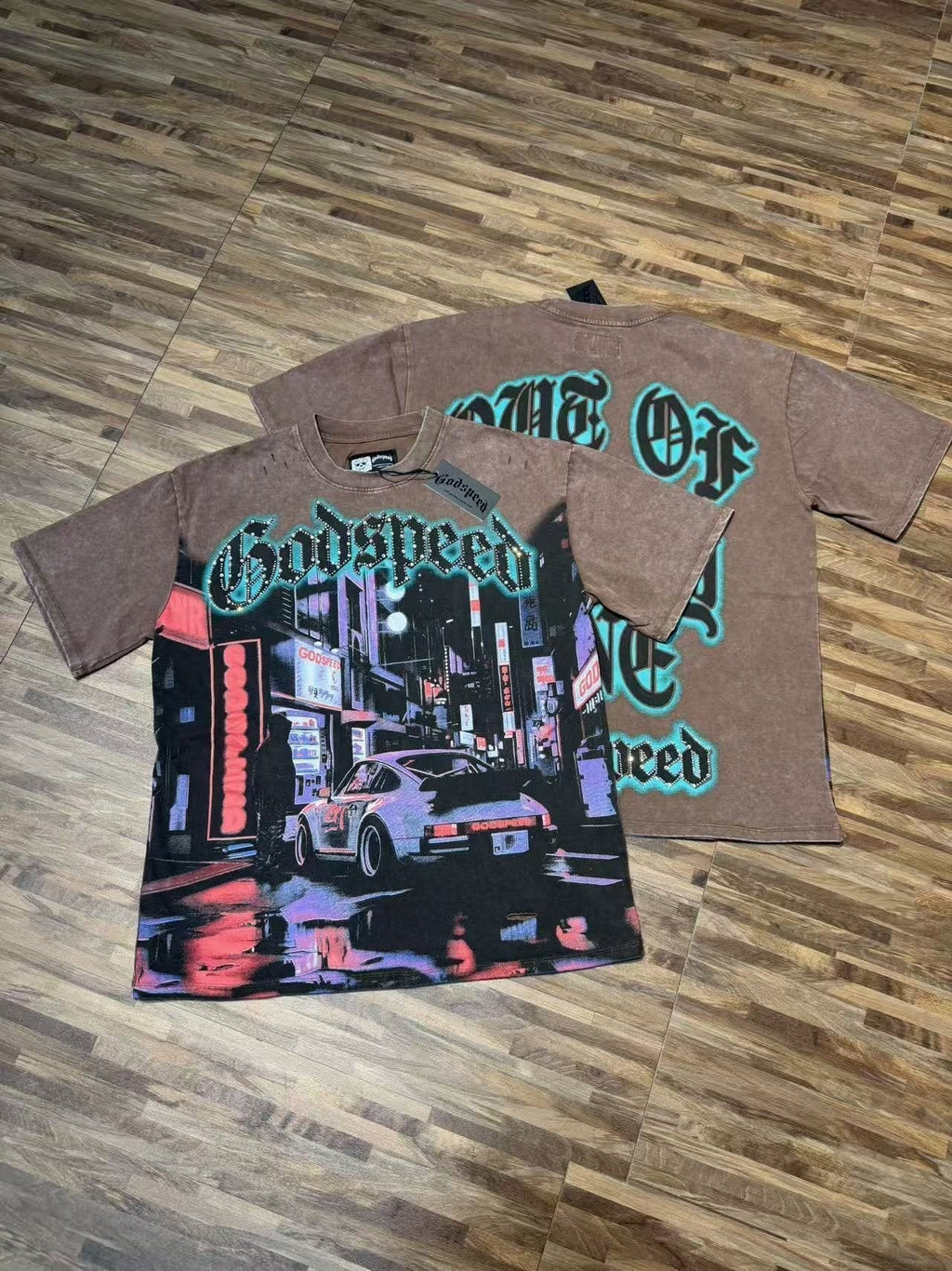 Godspeed City Car Rhinestone Graphic T-Shirt ¡ª context
