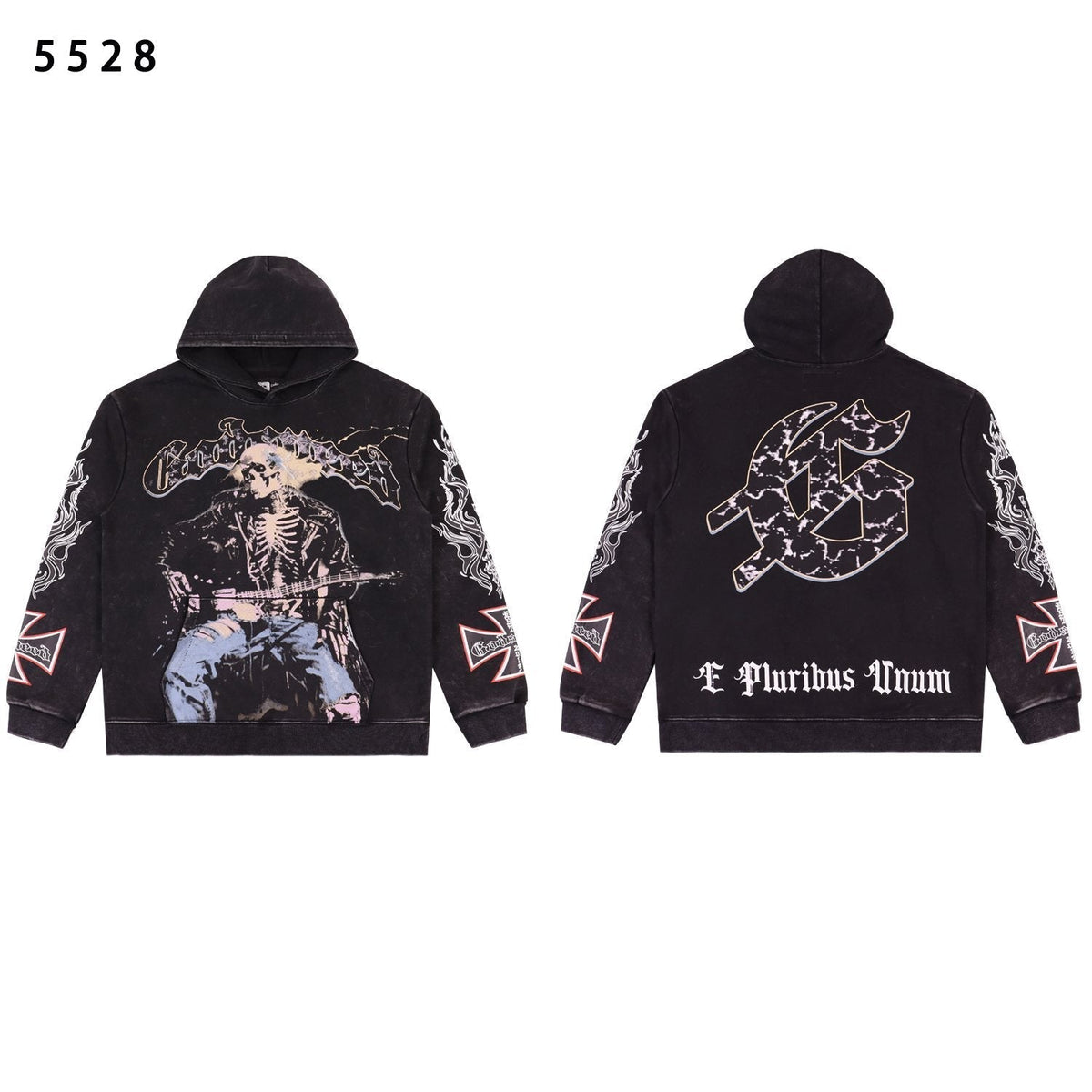 Godspeed Skeleton Guitarist Graphic Hoodie ¡ª back