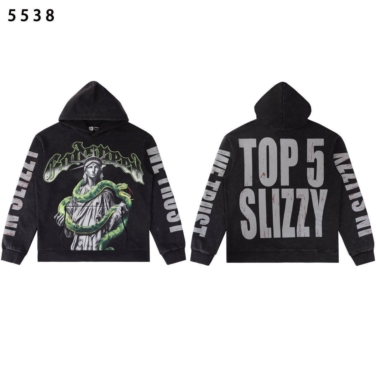 Godspeed Top 5 Slizzy Statue & Snake Graphic Hoodie ¡ª back