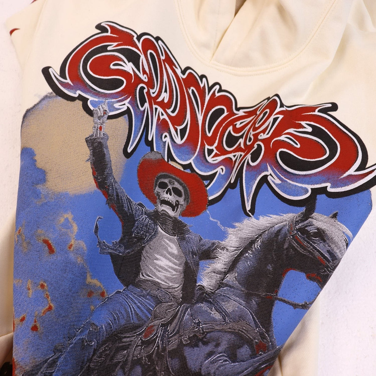 Godspeed Out of My Mind Cowboy Graphic Hoodie ¡ª detail