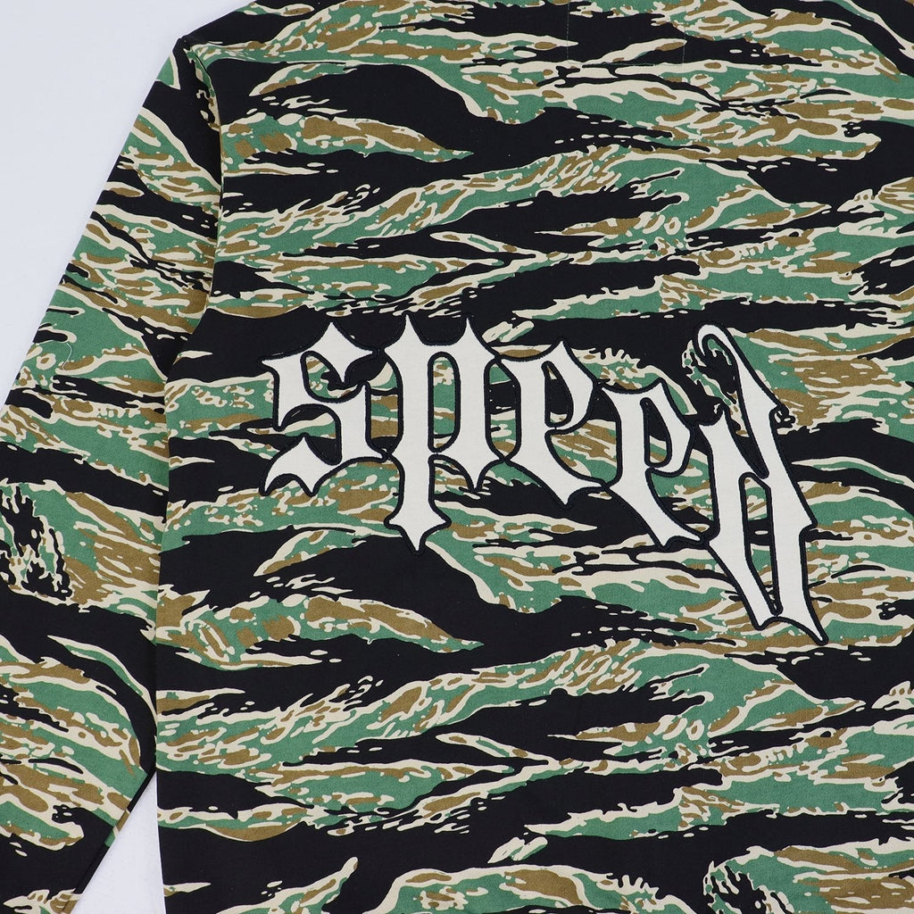 Godspeed Camouflage Gothic Letter Zip Hoodie ¡ª detail