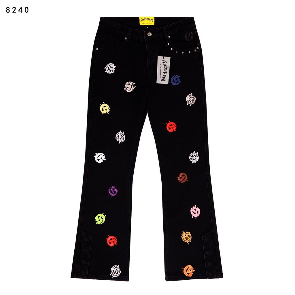 Godspeed Embroidered Flared Jeans ¡ª front
