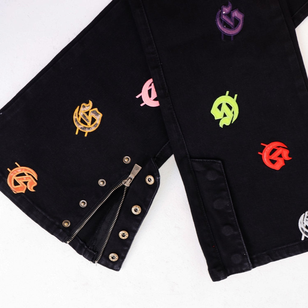 Godspeed Embroidered Flared Jeans ¡ª detail