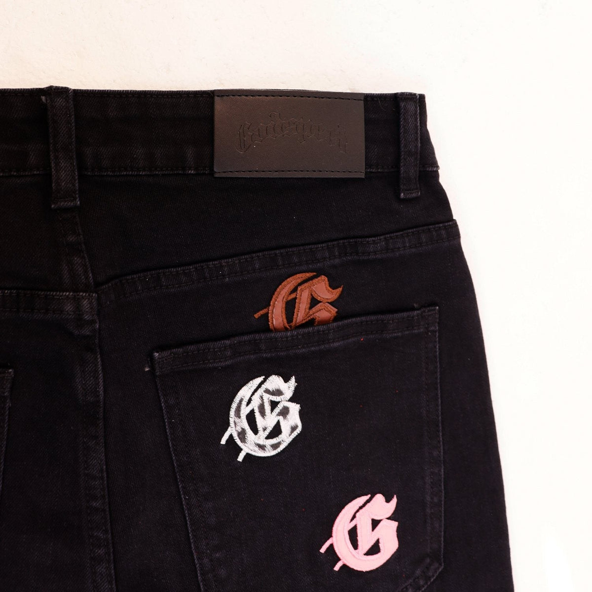 Godspeed Embroidered Flared Jeans ¡ª detail