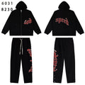 Godspeed Red Gothic Print Zip Hoodie Tracksuit Set ¡ª front