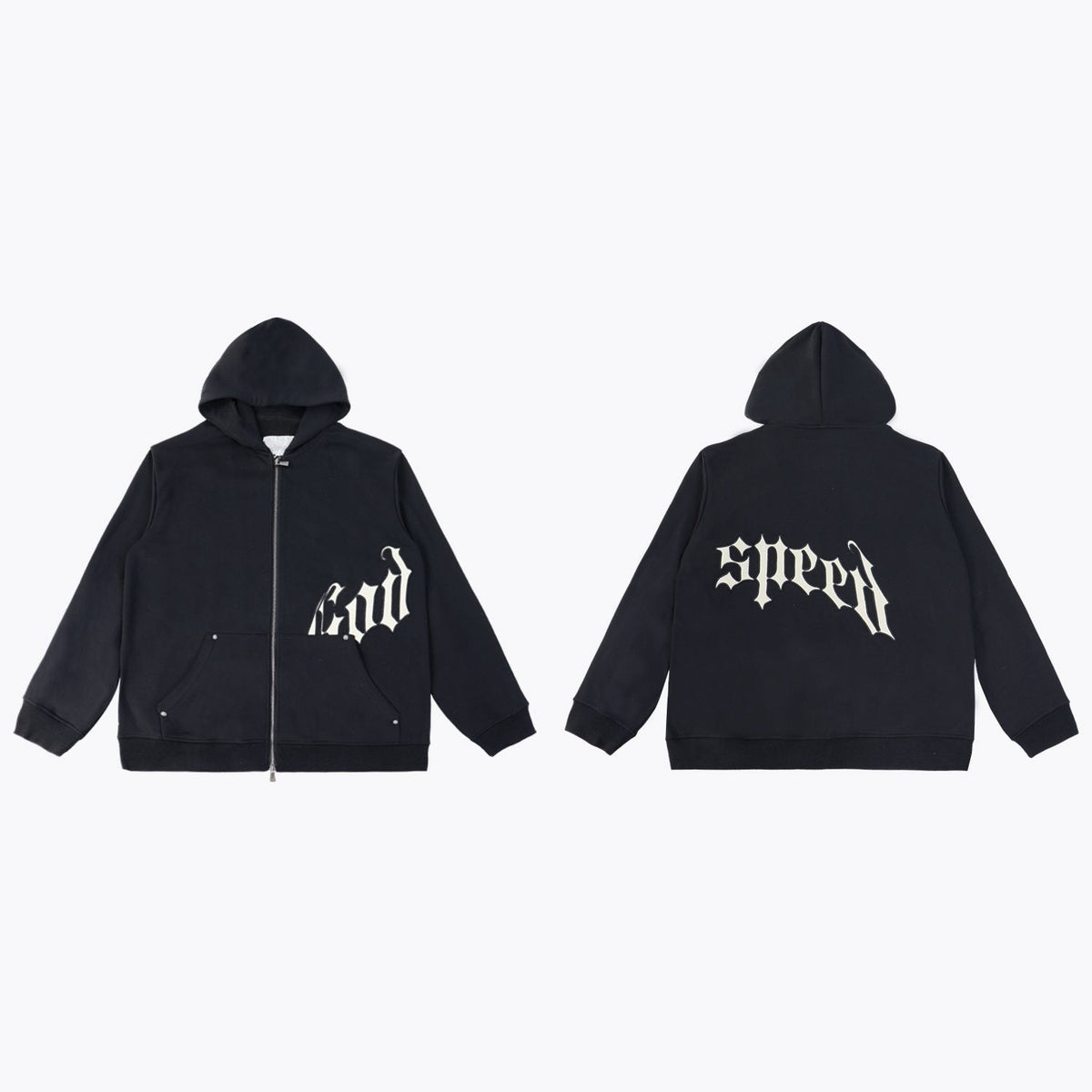 Godspeed White Gothic Zip Hoodie & Jogger Matching Set ¡ª front