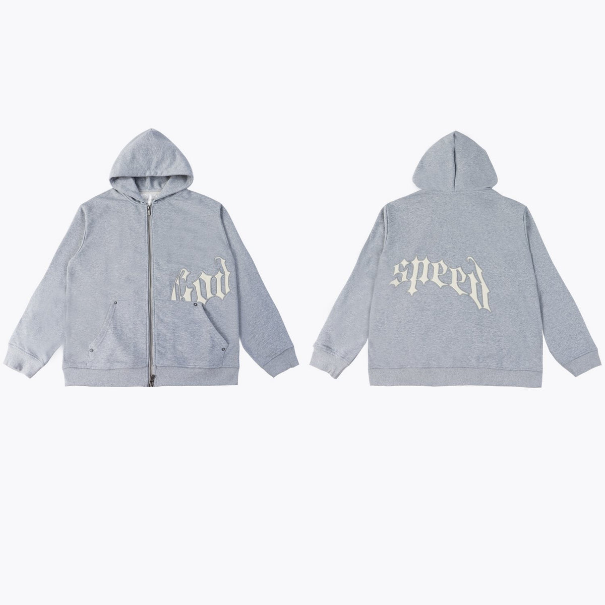 Godspeed White Gothic Zip Hoodie & Jogger Matching Set ¡ª front