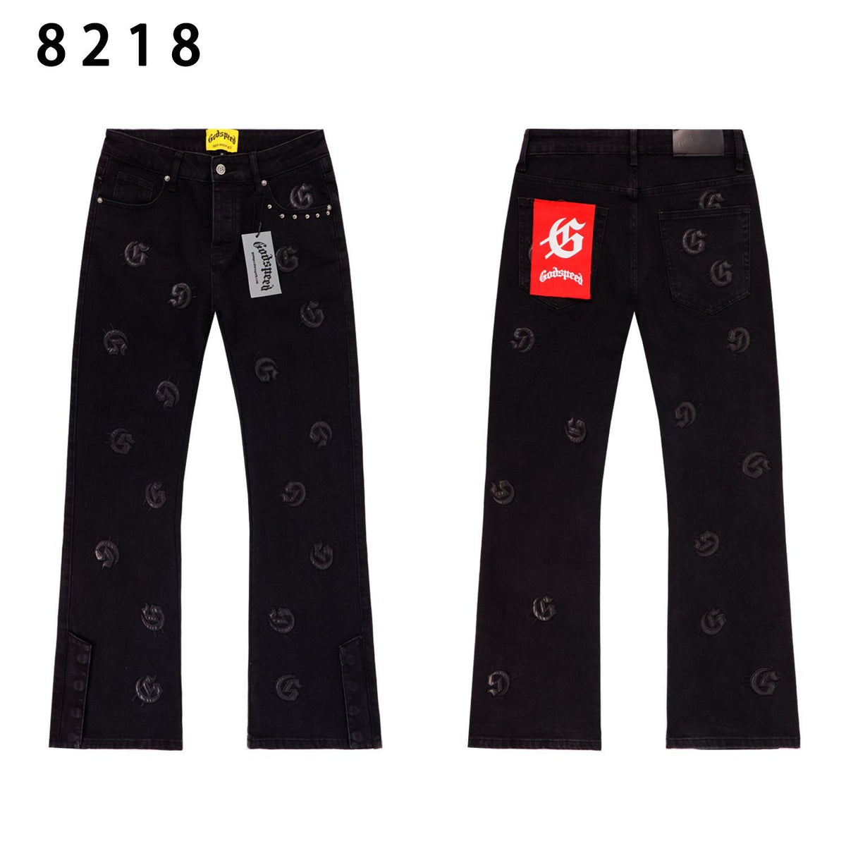 Godspeed Embroidered Washed Flared Jeans ¡ª front