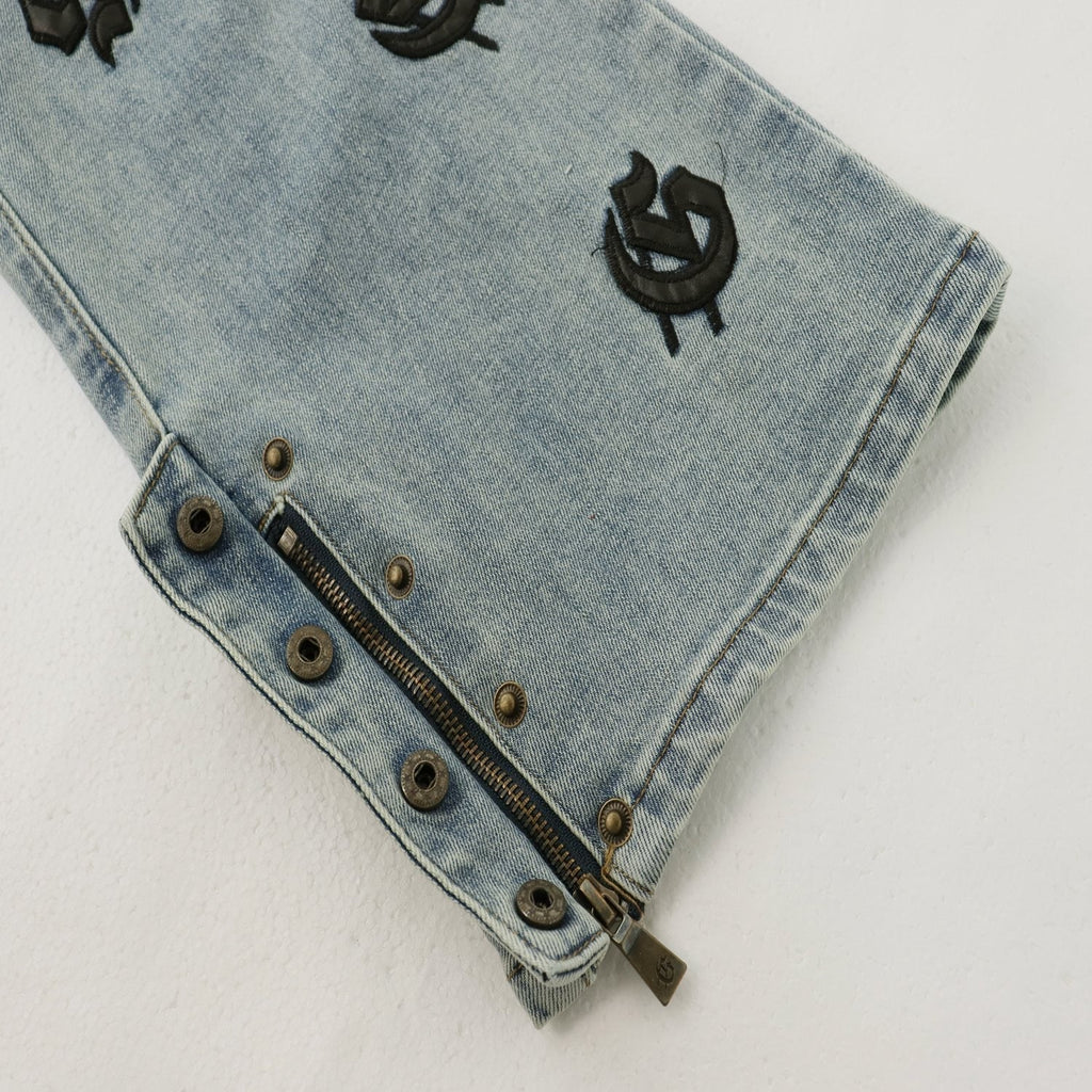 Godspeed Embroidered Washed Flared Jeans ¡ª detail