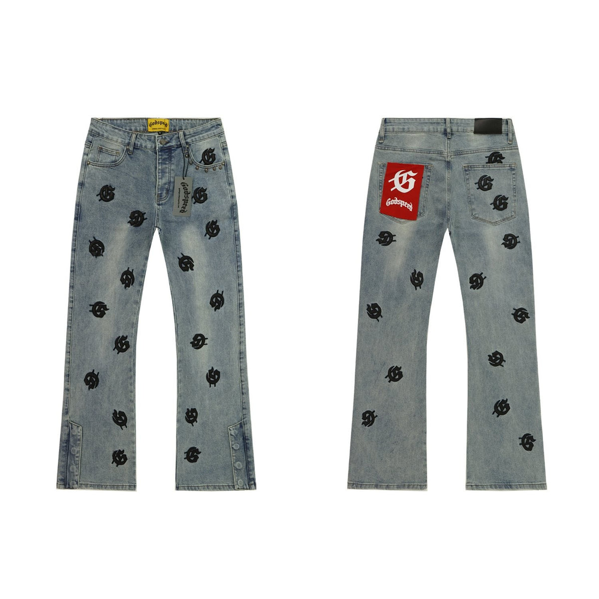 Godspeed Embroidered Washed Flared Jeans ¡ª hero