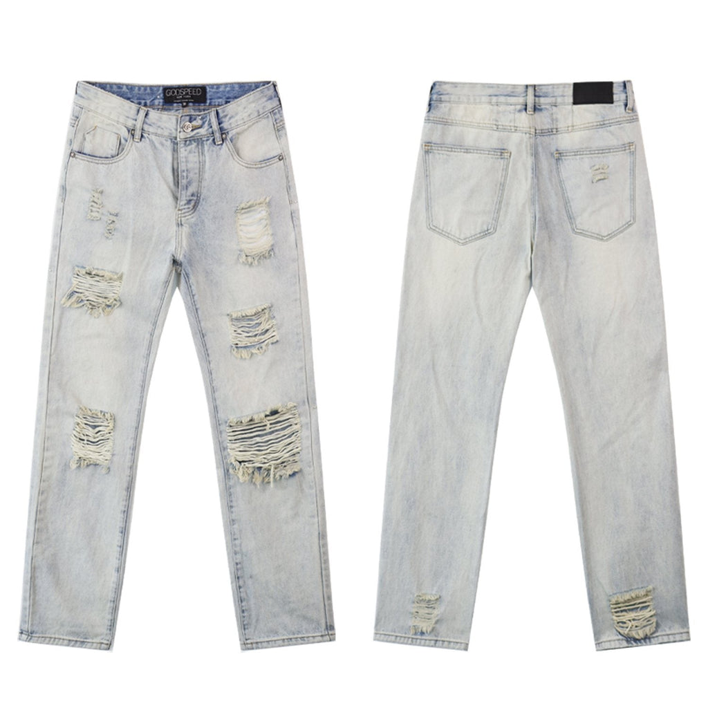 Godspeed Distressed Washed Denim Jeans ¡ª front