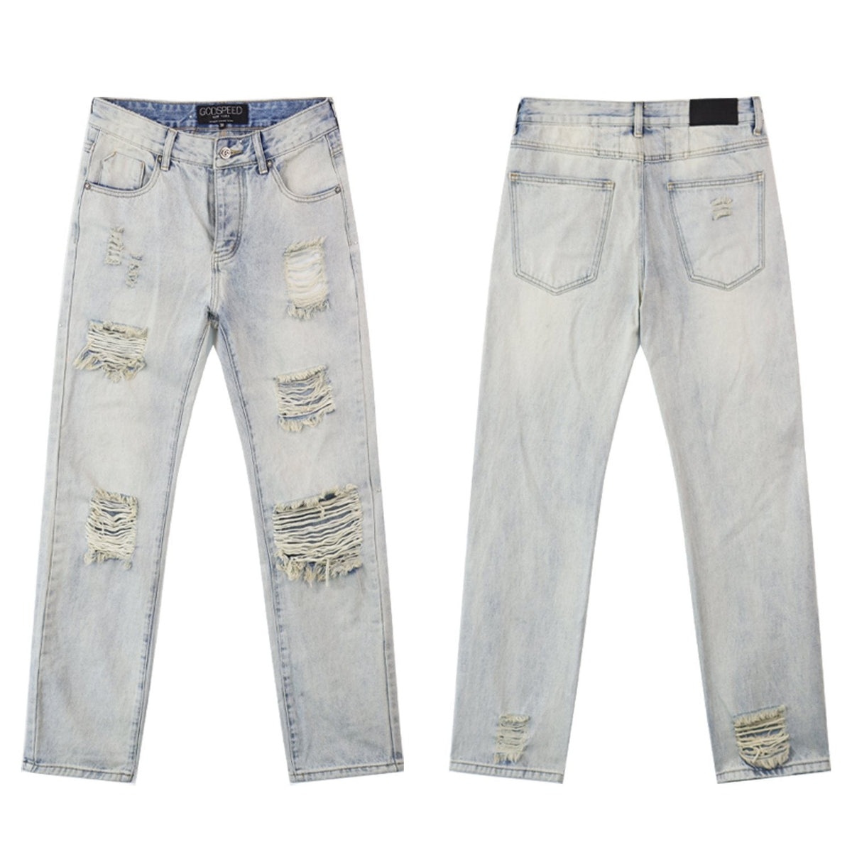 Godspeed Distressed Washed Denim Jeans ¡ª front