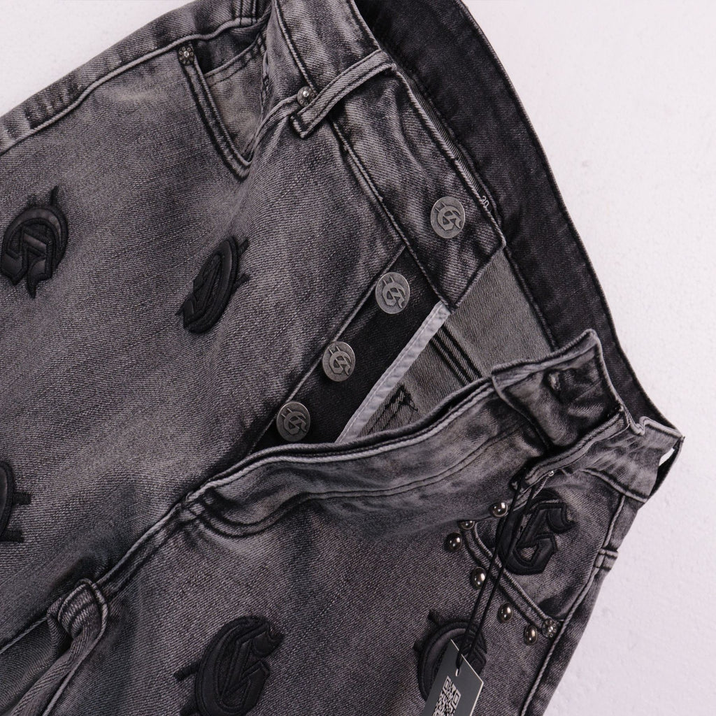 Godspeed Embroidered Denim Shorts ¡ª detail