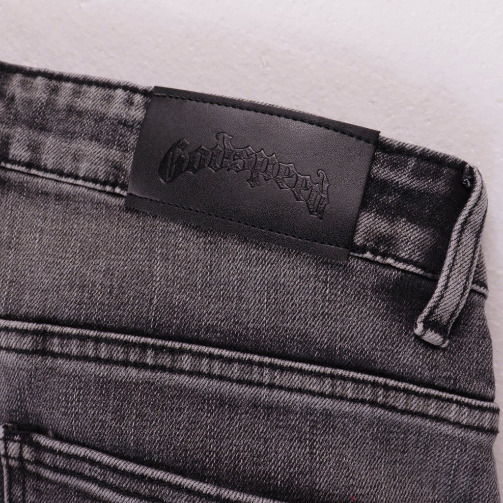 Godspeed Embroidered Denim Shorts ¡ª detail
