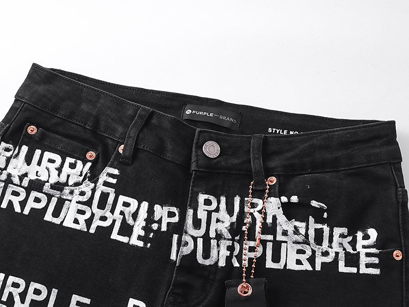 Purple Brand All-Over Wordmark Slim Tapered Jeans ¡ª detail