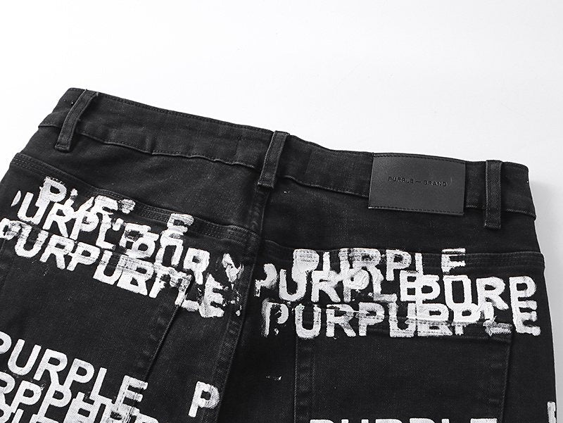 Purple Brand All-Over Wordmark Slim Tapered Jeans ¡ª detail