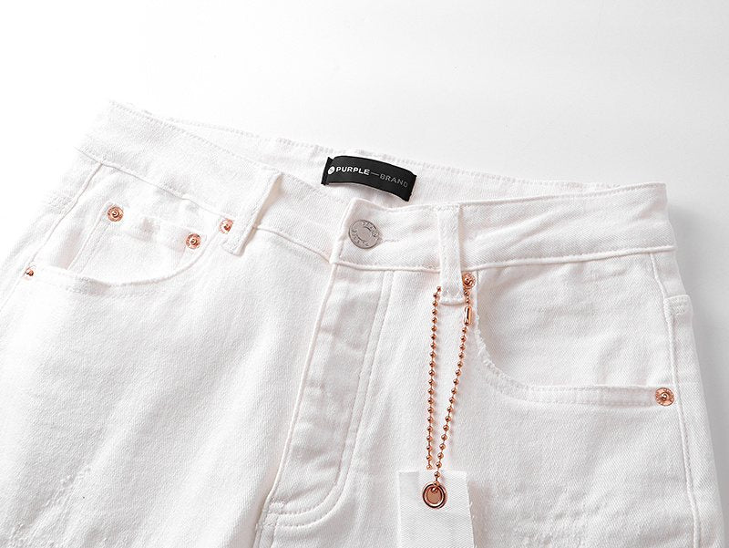Purple Brand White Distressed Slim Jeans ¡ª detail