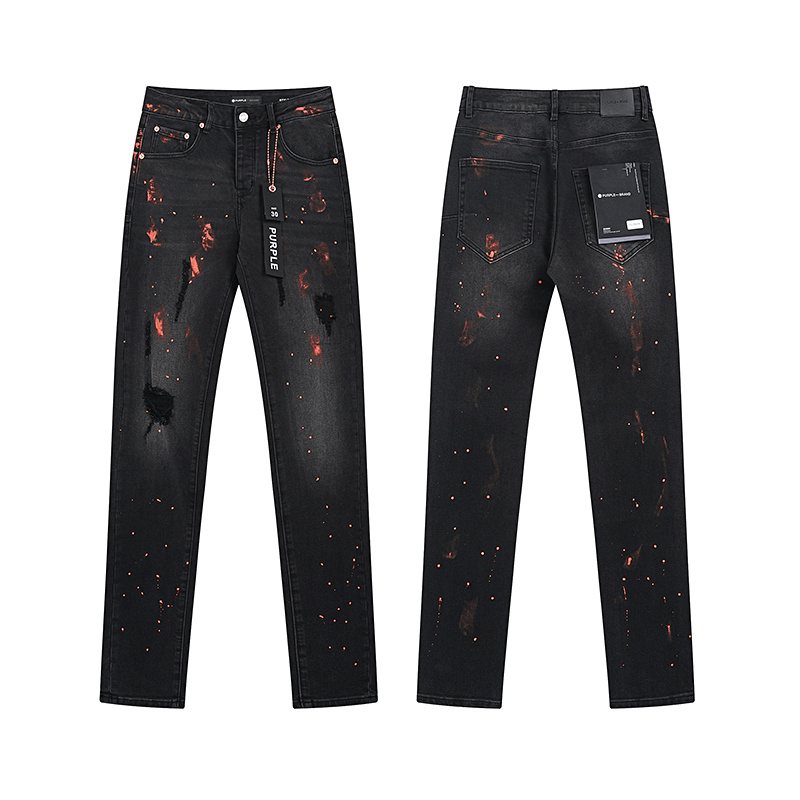 Purple Brand Black Paint-Splatter Distressed Jeans ¡ª hero