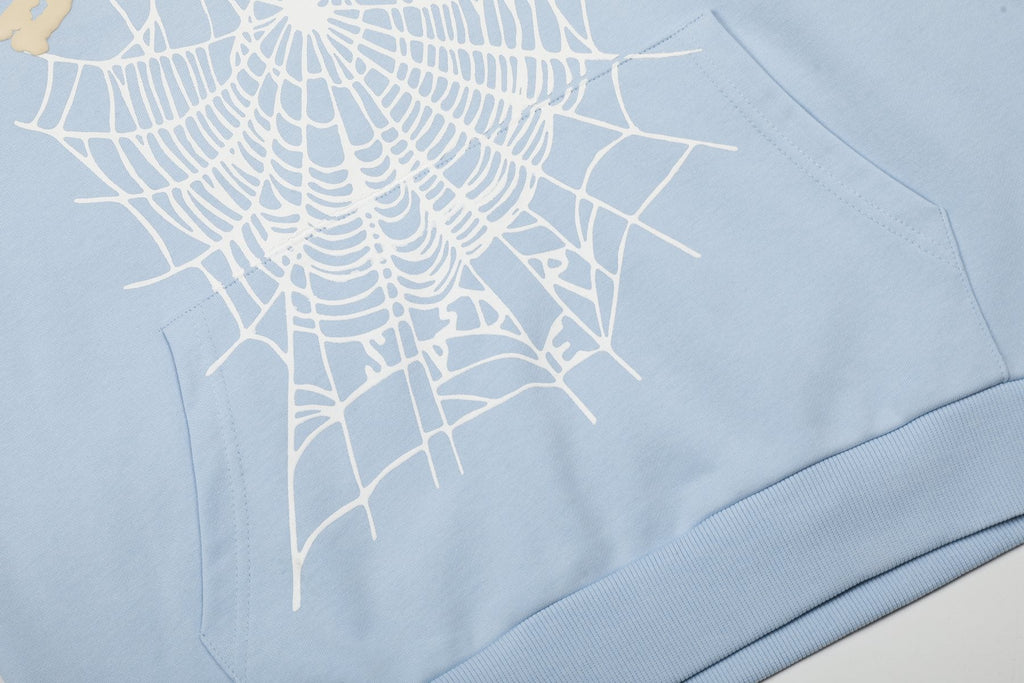 Sp5der Light Blue Graphic Hoodie & Sweatpants Matching Set ¡ª detail