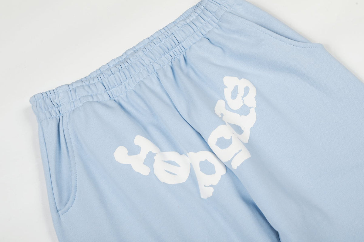 Sp5der Light Blue Spiderweb Hoodie & Sweatpants Matching Set ¡ª detail