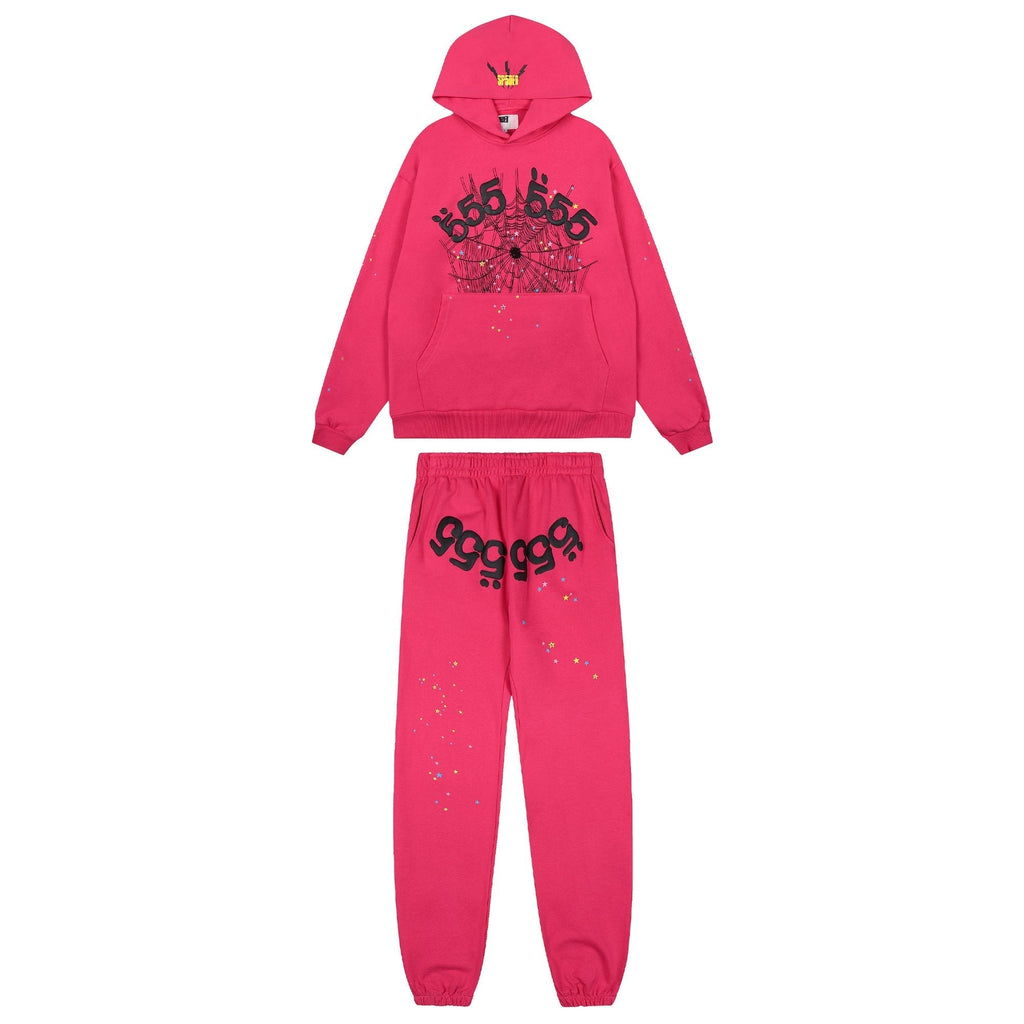 Sp5der Pink Spiderweb Graphic Hoodie & Sweatpants Matching Set ¡ª hero