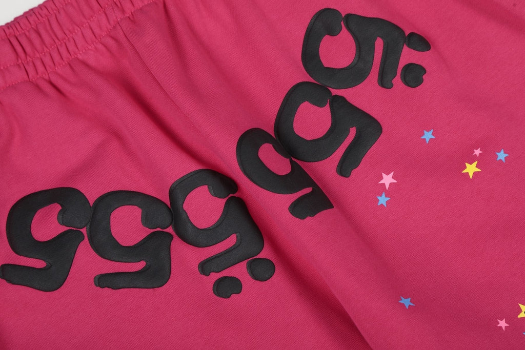 Sp5der Pink Spiderweb Graphic Hoodie & Sweatpants Matching Set ¡ª detail