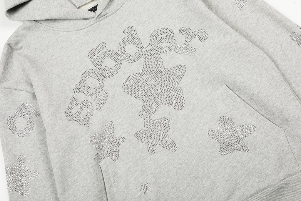 Sp5der Rhinestone Star Hoodie & Sweatpants Matching Set ¡ª detail
