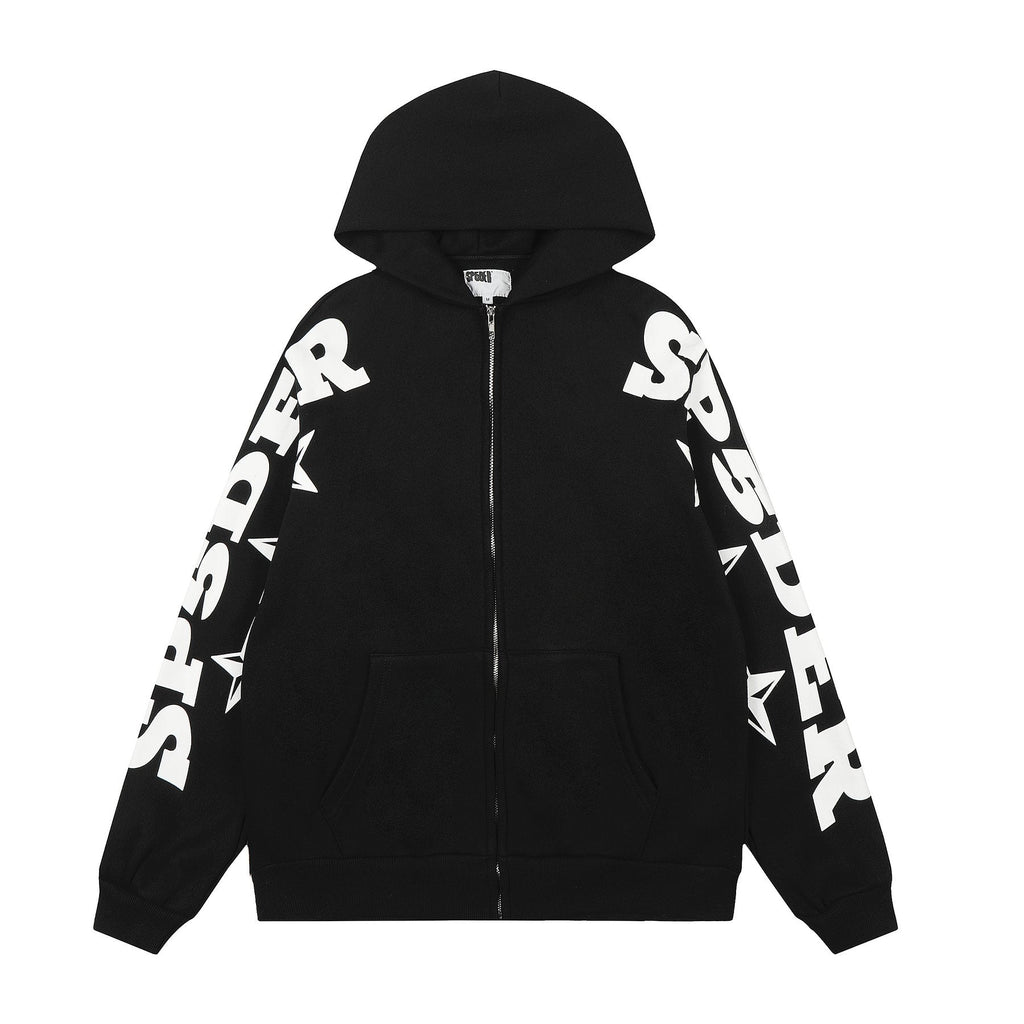 Sp5der Star Graphic Zip Hoodie & Pants Matching Set ¡ª front