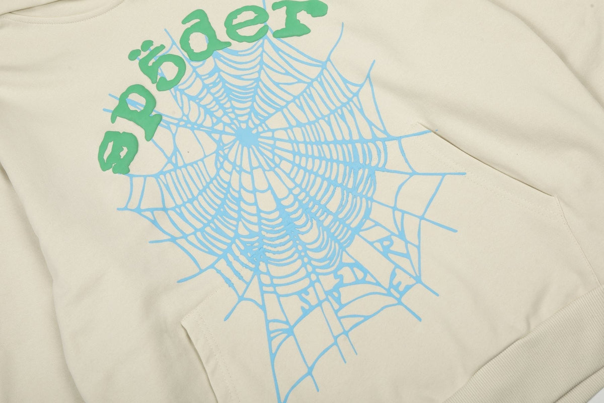 Sp5der Cream Graphic Hoodie & Sweatpants Matching Set ¡ª detail