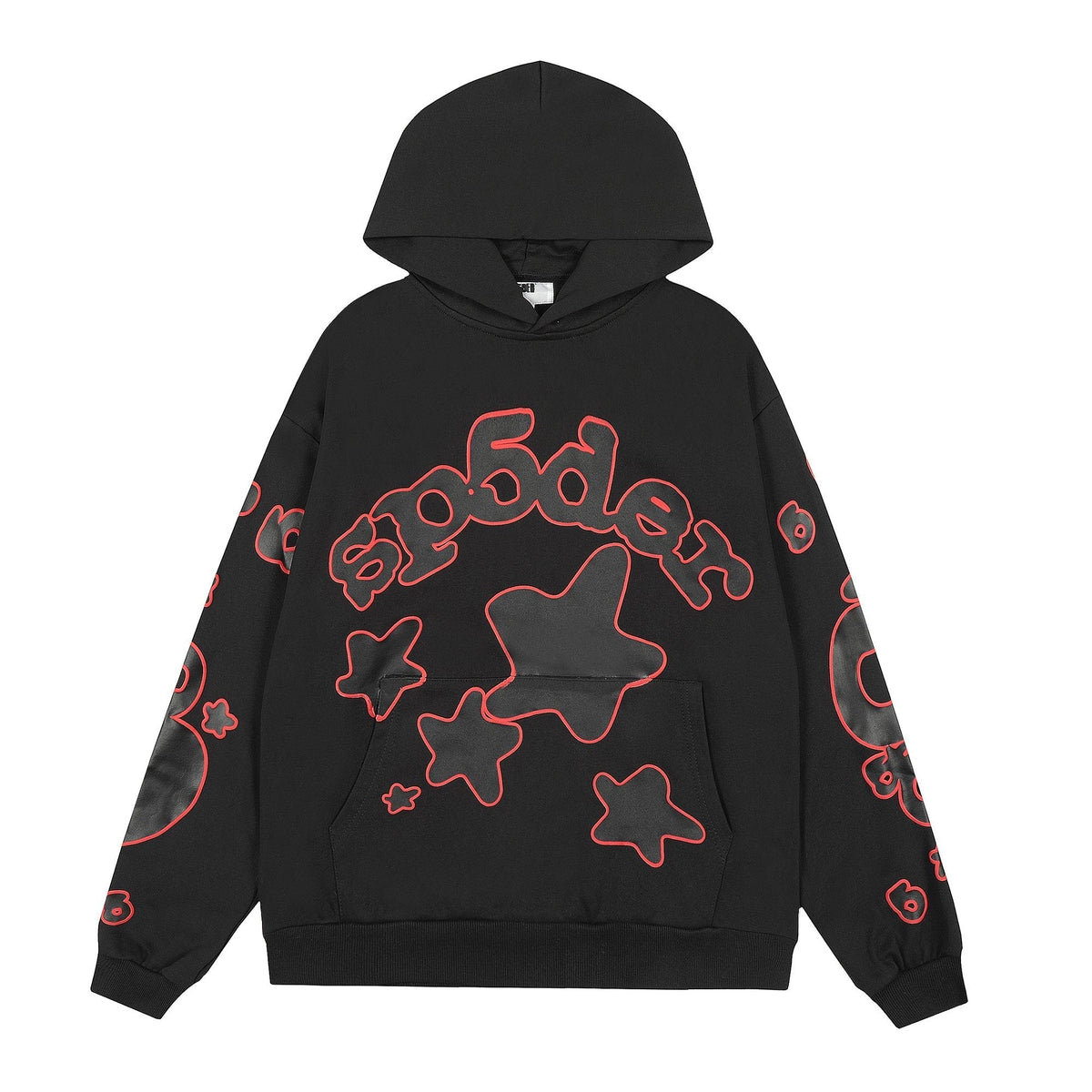Sp5der Black Red Outline Star Graphic Hoodie ¡ª hero