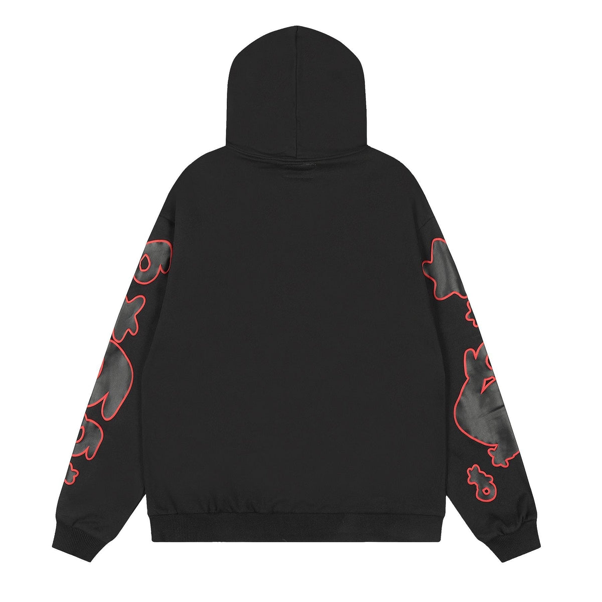 Sp5der Black Red Outline Star Graphic Hoodie ¡ª back