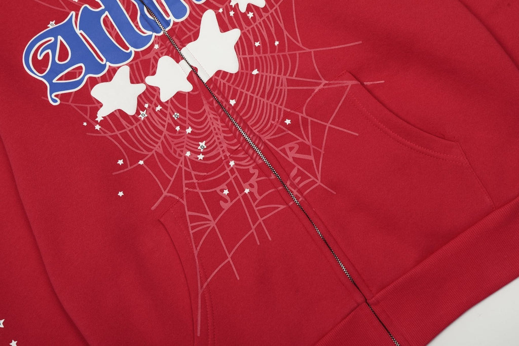 Sp5der Spiderweb Graphic Zip Hoodie & Sweatpants Matching Set ¡ª detail