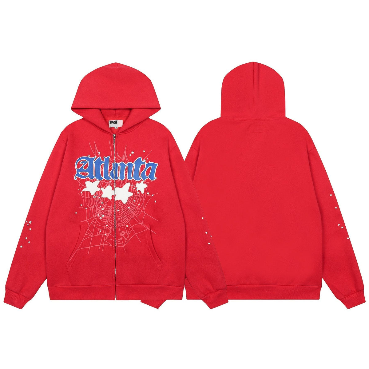 Sp5der Spiderweb Graphic Zip Hoodie & Sweatpants Matching Set ¡ª front