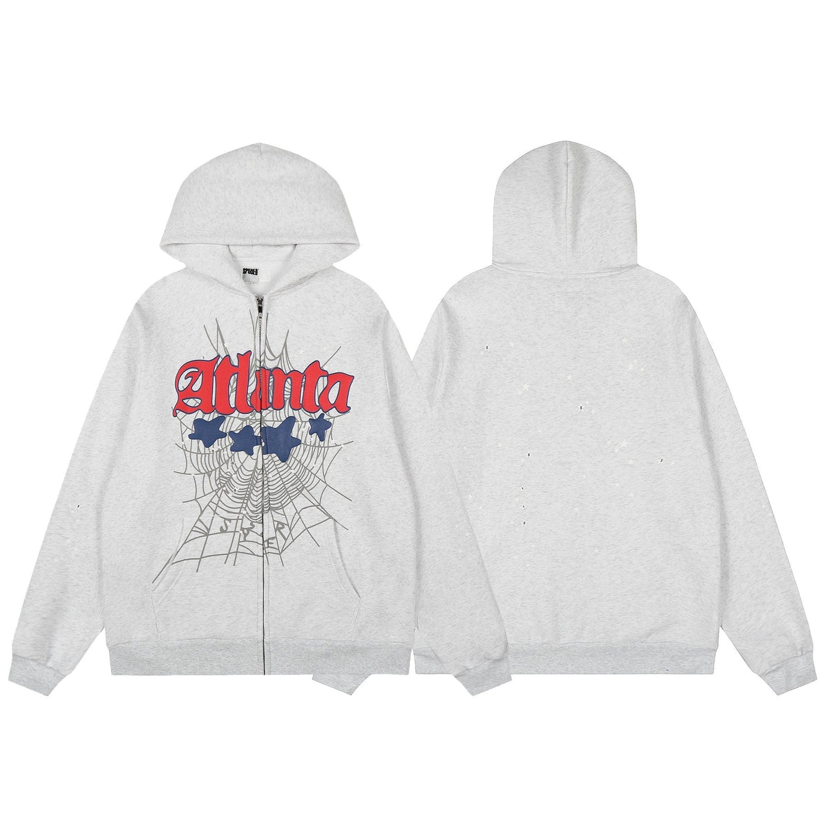 Sp5der Spiderweb Graphic Zip Hoodie & Sweatpants Matching Set ¡ª front