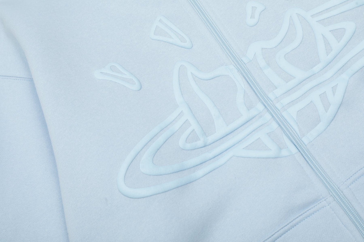 Sp5der Light Blue Tonal Graphic Zip Hoodie & Sweatpants Set ¡ª detail