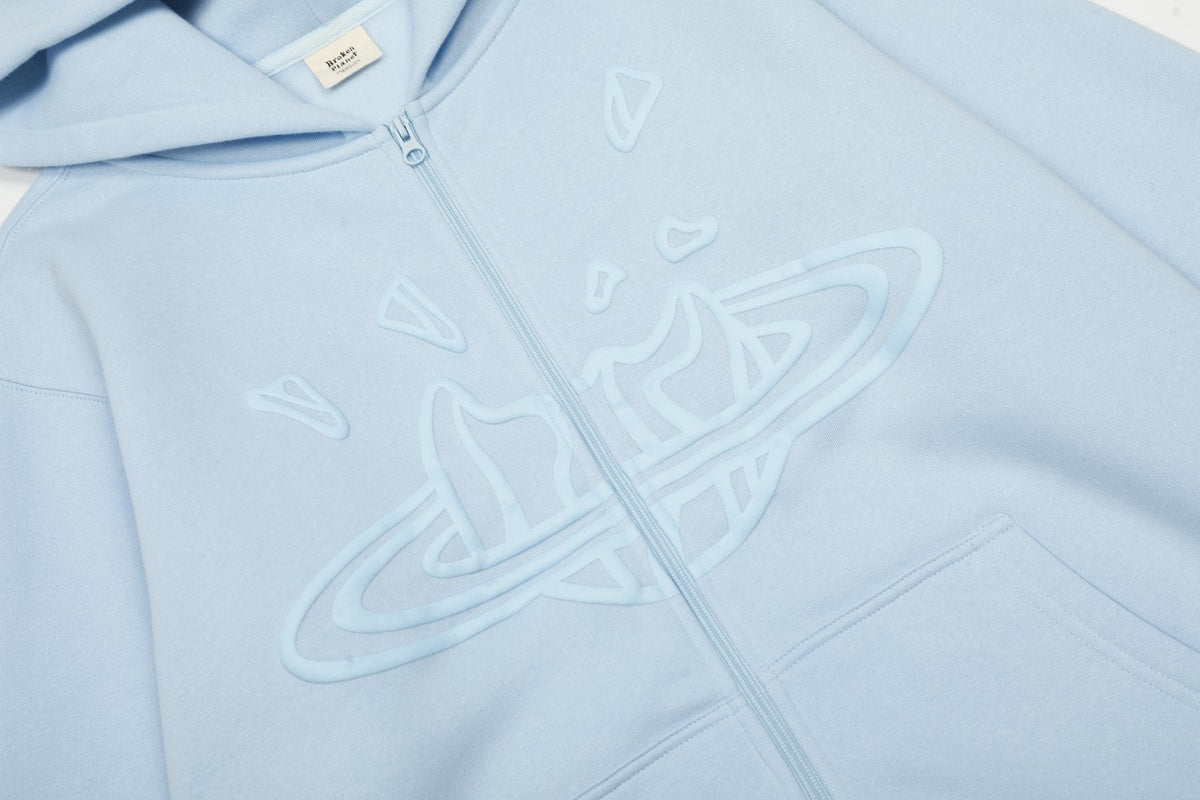 Sp5der Light Blue Tonal Graphic Zip Hoodie & Sweatpants Set ¡ª detail