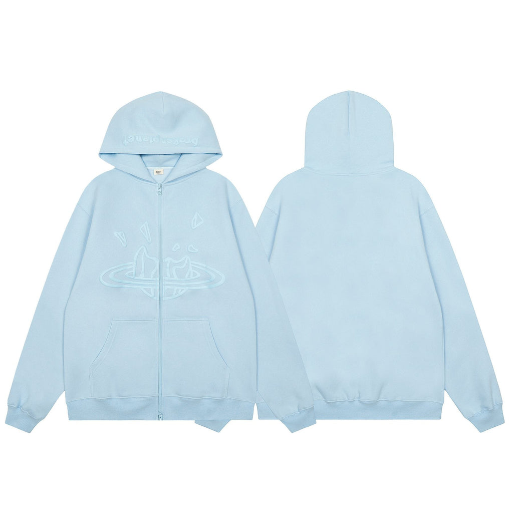 Sp5der Light Blue Tonal Graphic Zip Hoodie & Sweatpants Set ¡ª front