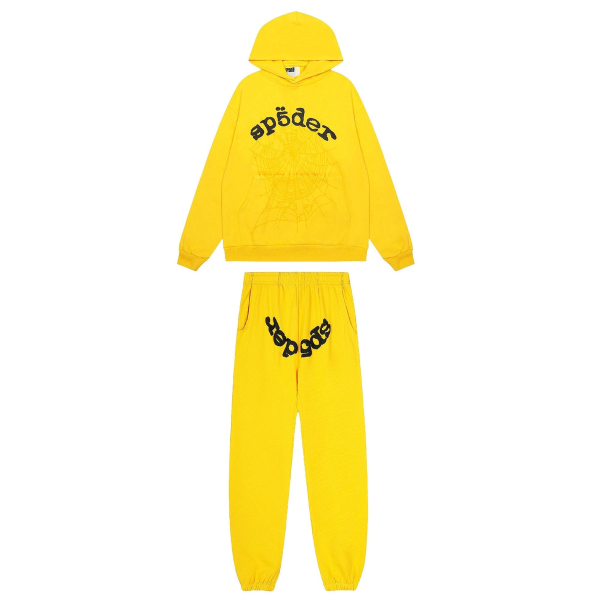 Sp5der Yellow Graphic Hoodie & Sweatpants Matching Set ¡ª hero