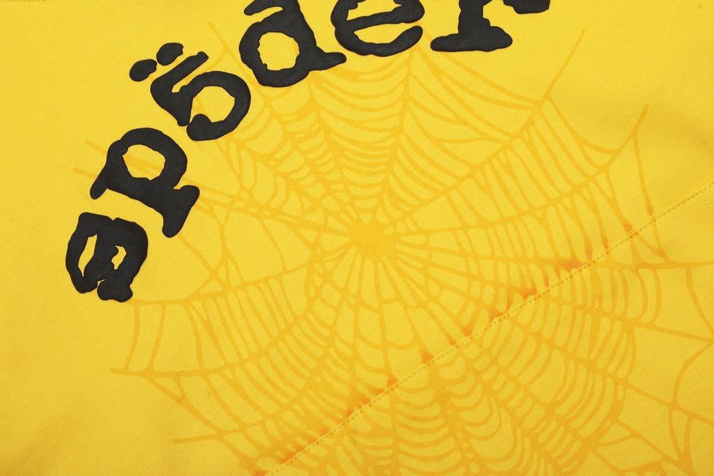 Sp5der Yellow Graphic Hoodie & Sweatpants Matching Set ¡ª detail