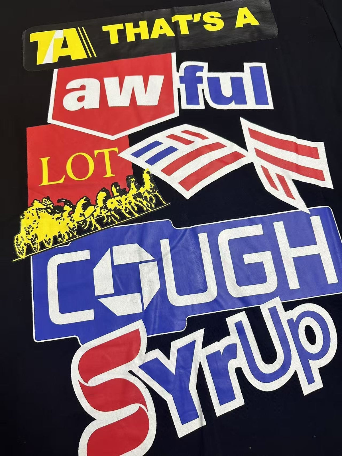 THAT'S A AWFUL LOT OF COUGH SYRUP Front & Back Graphic Short-Sleeve T-Shirt ¡ª detail