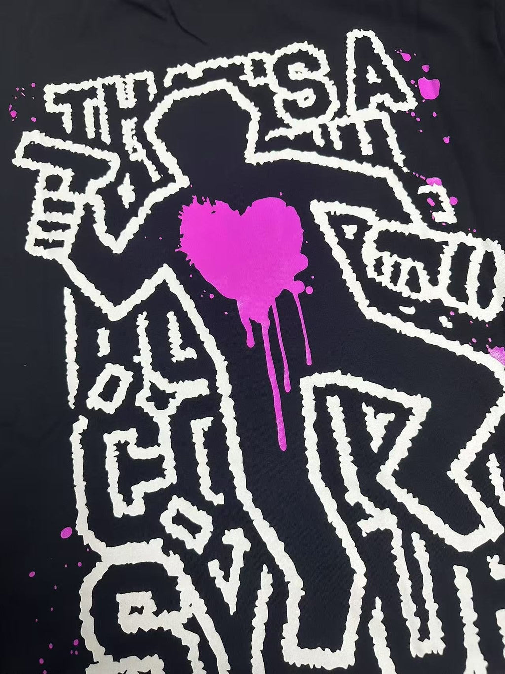 THAT'S A AWFUL LOT OF COUGH SYRUP Pink Splatter Heart Graphic T-Shirt ¡ª detail